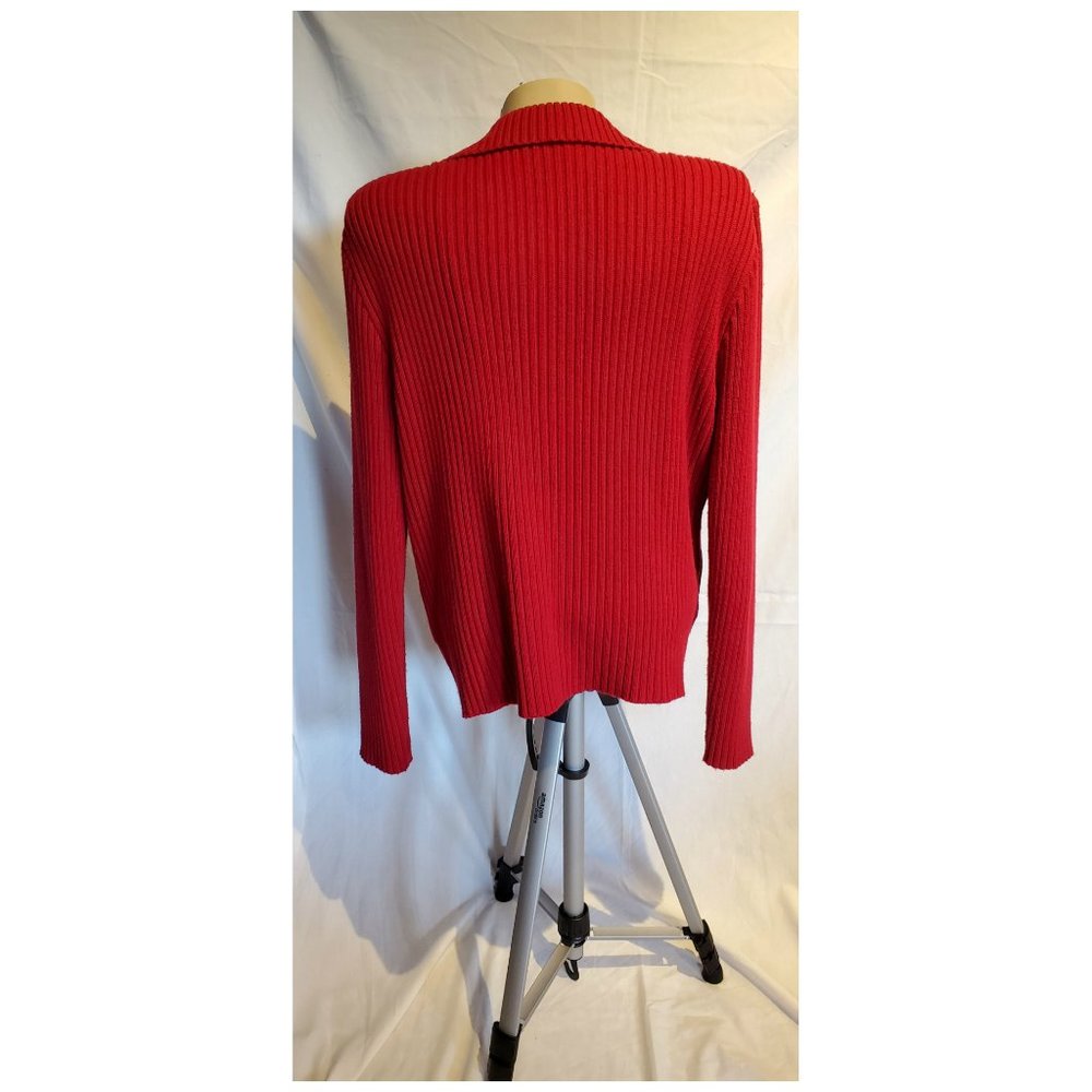 Chico's Red Leather Sweater Jacket - Picture 2 of 6